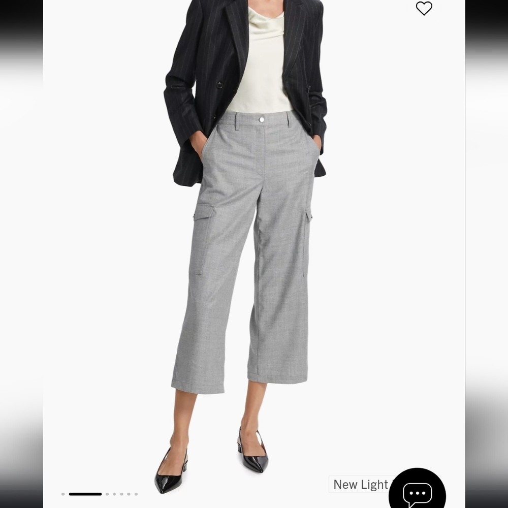 Theory Cropped Gray Wool Cargo Pants‎ Size 8